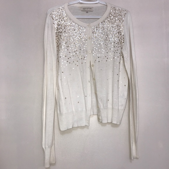 Jones New York Off White Gold Sequins SoftCardigan - Picture 12 of 12